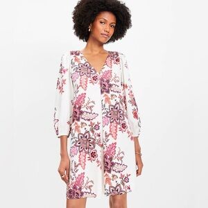 Loft Garden Pleated‎ V-Neck Swing Dress, Small